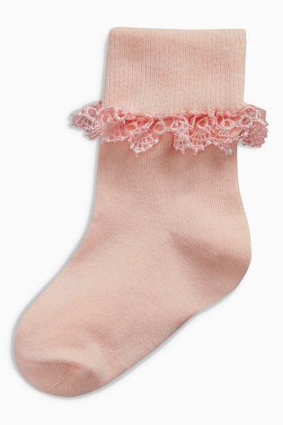 Pink Trim Socks Three Pack (Younger Girls)